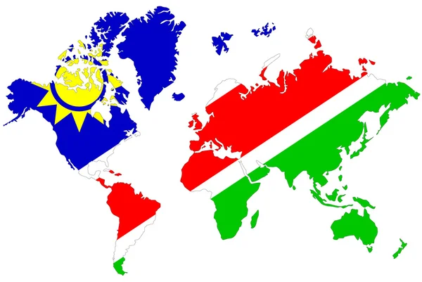 Világ megjelenítése háttér-val zászló. — Stock Fotó