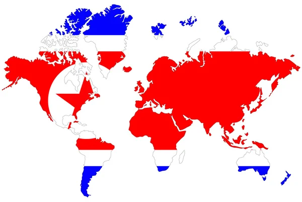 Carte du monde fond avec drapeau . — Photo