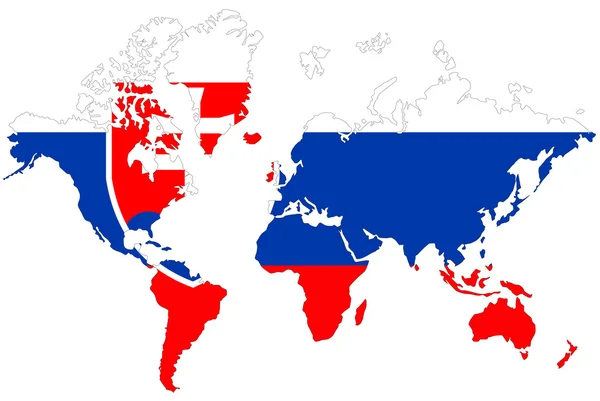 Wereld kaart achtergrond met vlag. — Stockfoto