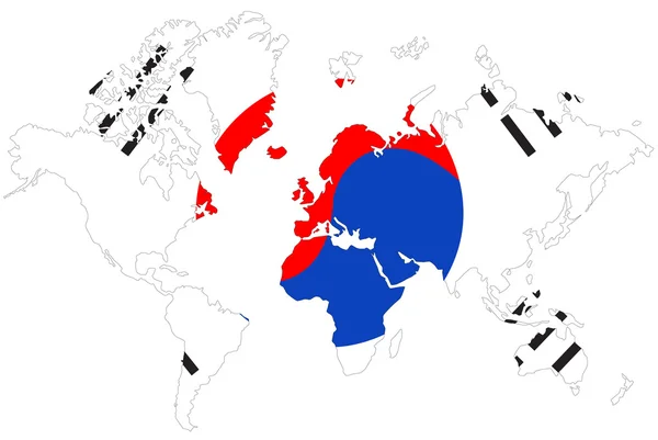 Mapa del mundo fondo con bandera . —  Fotos de Stock
