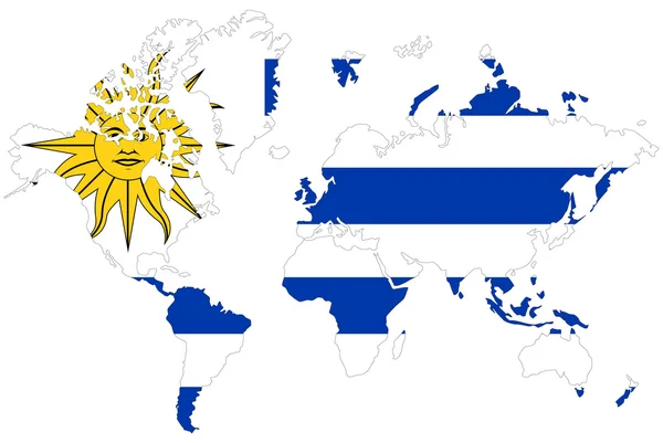 Mapa do mundo fundo com bandeira . — Fotografia de Stock