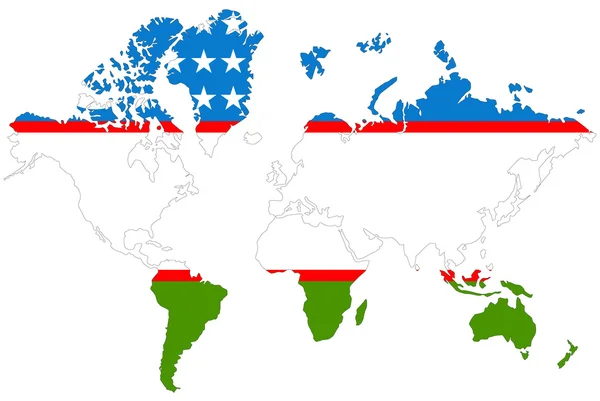 Mapa del mundo fondo con bandera . —  Fotos de Stock