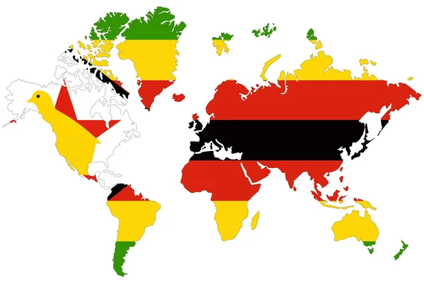 Mappa del mondo sfondo con bandiera . — Foto Stock