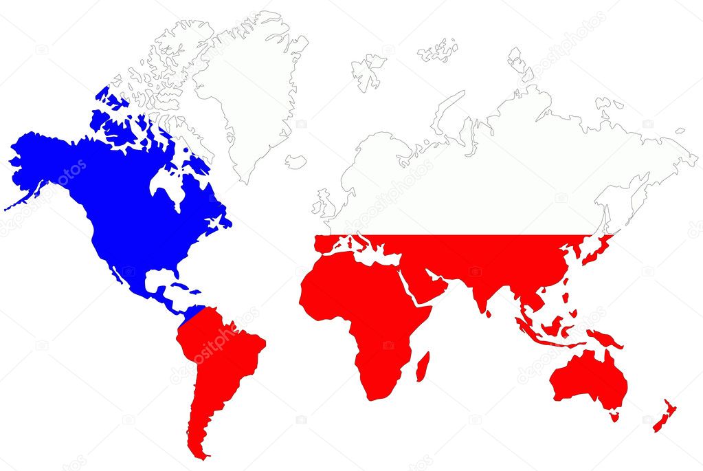 World map background with Czech Republic flag isolated.