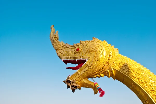 Buda'nın stiliyle başının üstünde bir altın naga. — Stockfoto