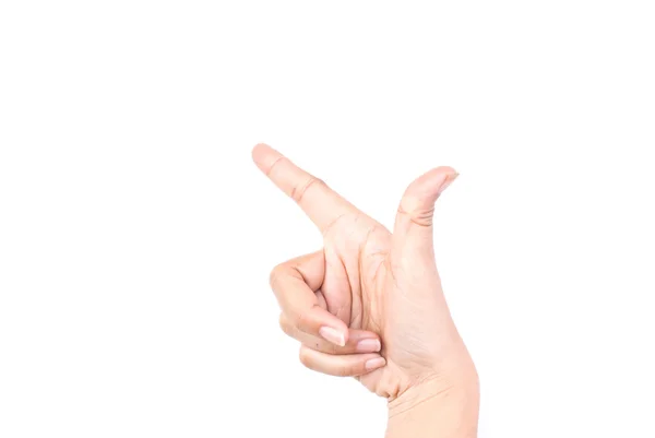Finger pekar isolerat på vita. — Stockfoto