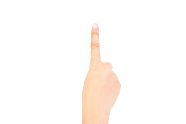 Ett finger pekar isolerat på vita. — Stockfoto