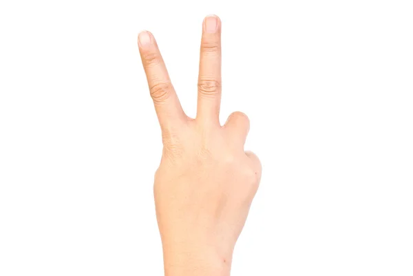 Två finger pekar isolerat på vita. — Stockfoto
