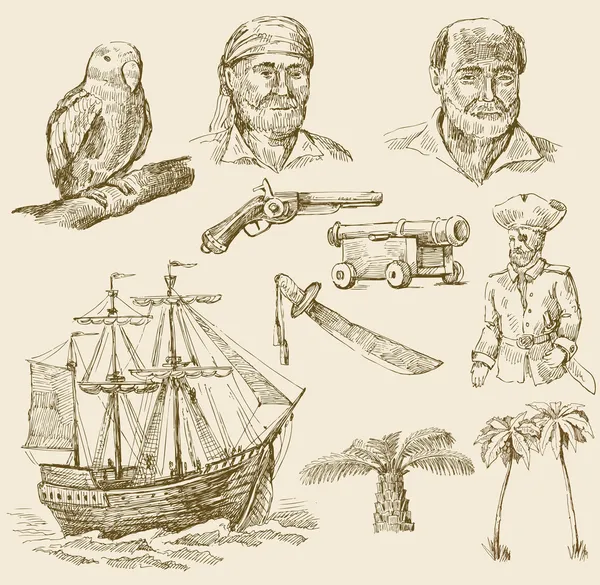 Conjunto de piratas — Archivo Imágenes Vectoriales