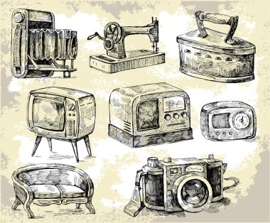 Old times-original hand drawn set clipart