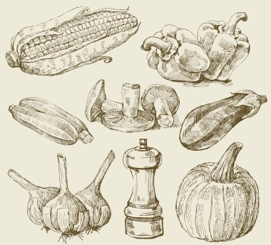 Hand-drawn set vegetables clipart