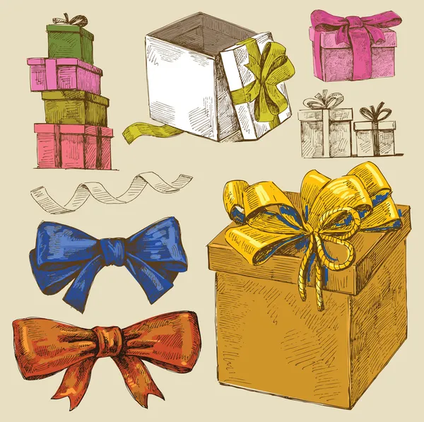 Набор векторных подарочных коробок — стоковый вектор