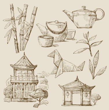 Japan design elements clipart