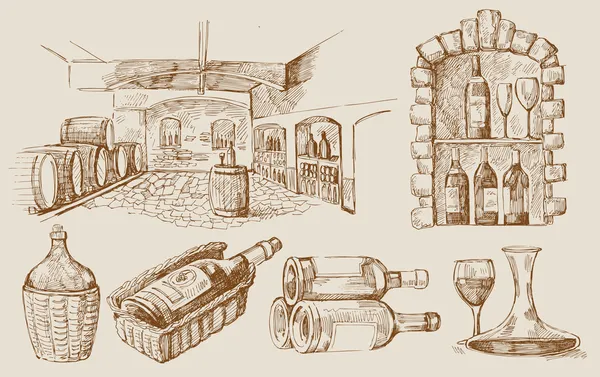 Коллекция вин — стоковый вектор