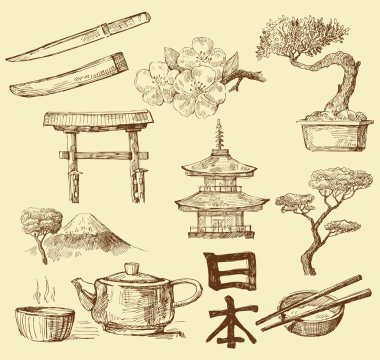 Japan design elements clipart