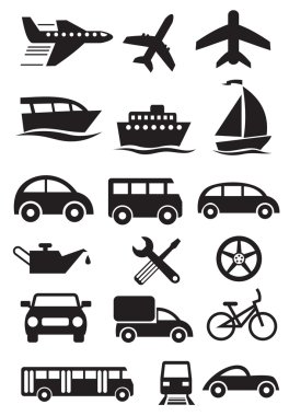 Transportation icons. Vector set clipart