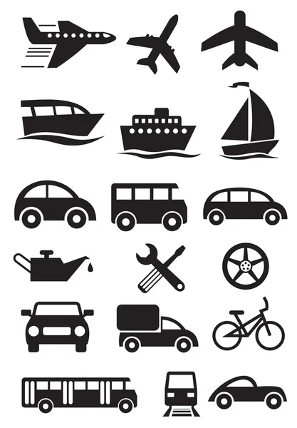 Iconos de transporte. Conjunto de vectores — Vector de stock