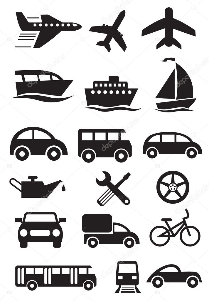 Transportation icons. Vector set