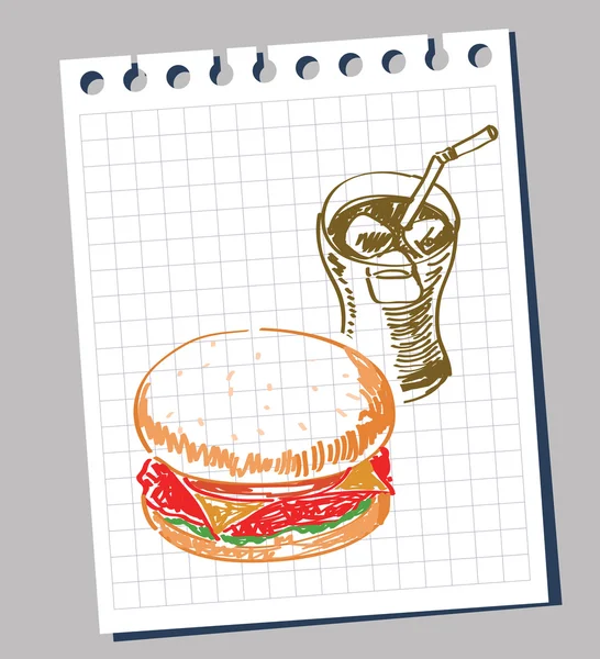 Doodle fast-food — Vetor de Stock