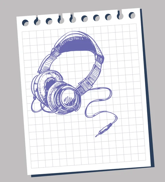 Croquis pour écouteurs — Image vectorielle