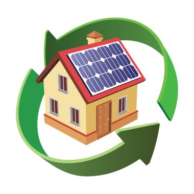 House with solar clipart