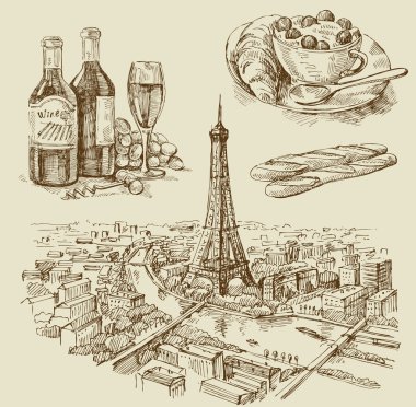 Paris hand drawn clipart