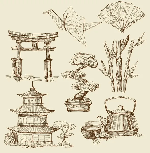 Elementos de diseño Japón — Archivo Imágenes Vectoriales