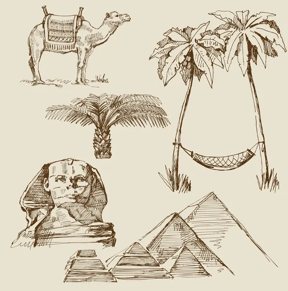 Egipto mano dibujar — Vector de stock