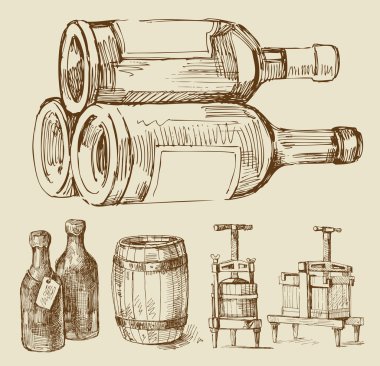 Wine-original hand drawn collection clipart