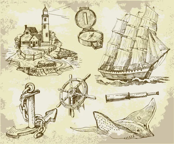 Морской набор, коллекция высокого качества — стоковый вектор
