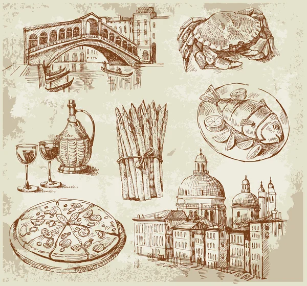 Set Venecia dibujado a mano — Archivo Imágenes Vectoriales