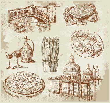 Hand drawn Venice set clipart