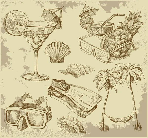 Summer lounge doodles — Stock Vector
