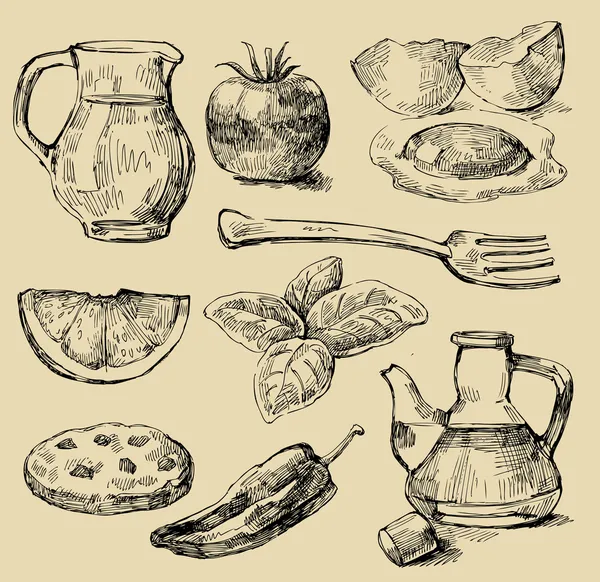 Conjunto de alimentos — Archivo Imágenes Vectoriales