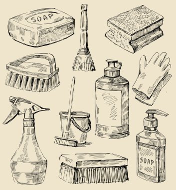Cleaning service sketch clipart