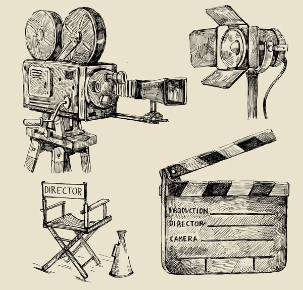 Cámara de película dibujada a mano — Archivo Imágenes Vectoriales