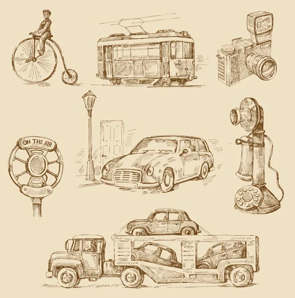 Set of vintage transport — Stock Vector