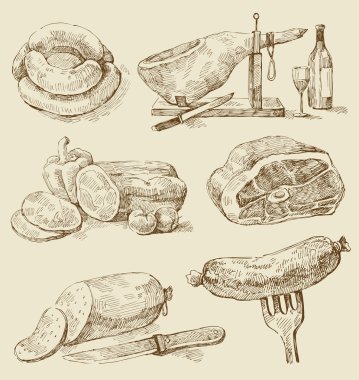 Meat collages clipart