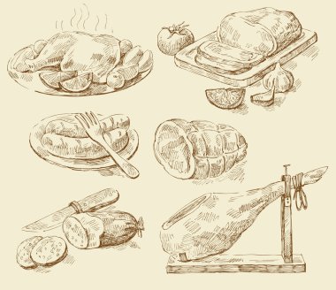 Meat collages clipart