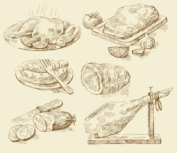Collage di carne — Vettoriale Stock