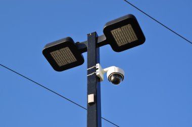 Close-up road lamp and video camera clipart