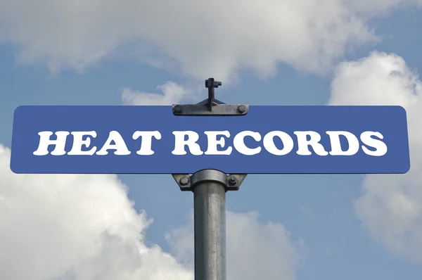 Heat records road sign — Stock Photo, Image