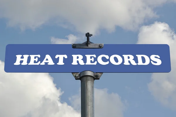 stock image Heat records road sign