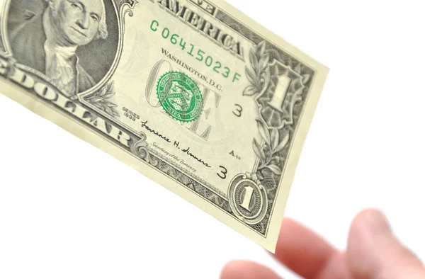Receiving one dollar bill — Stock Photo, Image