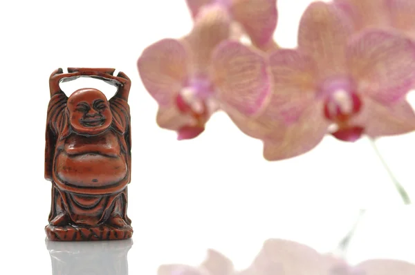 stock image Maitreya buddha and orchid