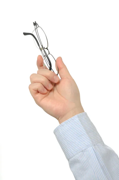 Human hands holding style eyeglasses — Stock Photo, Image