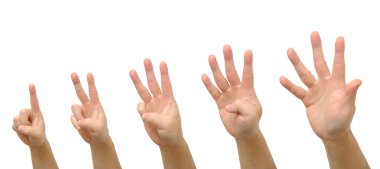 Man hand gesture set counting numbers from one to five clipart