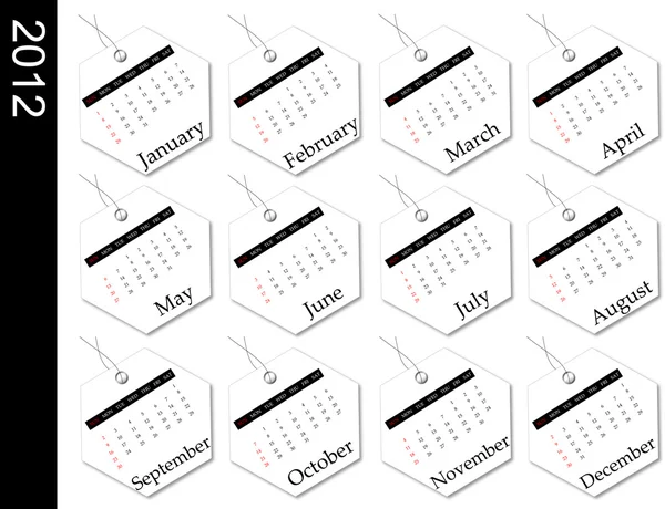 2012 etiquetas calendario de diseño —  Fotos de Stock