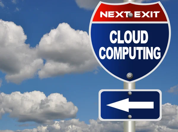 Cloud computingu, dopravní značka — Stock fotografie