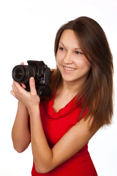 Dziewczyna z aparatem — Zdjęcie stockowe